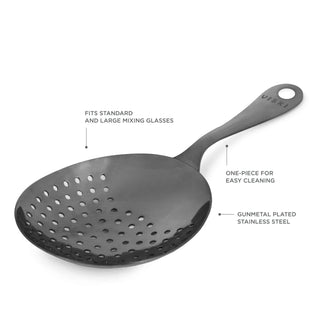 VERSATILE - The strainer has an oval shape that fits most cocktail shakers and glasses. As such, the julep strainer is ideal for professional use or at-home cocktail making.