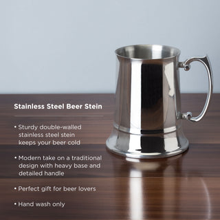 GREAT GIFT FOR BEER GEEKS - Get this silver beer stein for the beer geek in your life! Ideal for celebrating Oktoberfest or any other beer holidays, and the perfect pint for tailgating, bachelor parties, super bowl parties, and more.