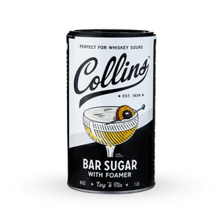 16OZ OF BAR SUGAR/FOAMER – This Collins Bar Sugar with Foamer is the easiest and most efficient way to recreate classic 19th century cocktails in the comfort of your own home.