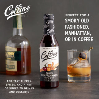 OLD FASHIONED MIX SUBSTITUTE - Add smoky flavors to classic cocktails like a Manhattan or Old Fashioned. Collins Smoked Old Fashioned Syrup is a flavorful alternative to a whiskey mix or plain simple syrup for cocktails.