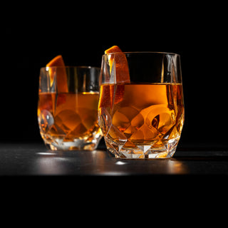 MADE IN EUROPE CRYSTAL WHISKEY TUMBLERS – Enjoy your favorite bourbon, rum, or rye with these European-made cocktail tumblers. The cut crystal design gives these glasses flair, and the heavy base gives these cocktail glasses satisfying heft.