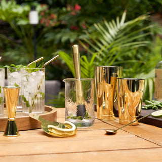 BARWARE TOOL SETS WITH STYLE - No matter what cocktail recipe you’re making, this barware tool set has you covered. Shake up a Mai Tai or stir a Negroni—this set lets you measure, muddle, shake, stir, and strain and more.