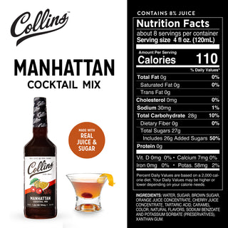 GREAT FOR PARTIES! EASILY MIX BATCH COCKTAILS AND PITCHERS - Collins whiskey cocktail mixers are a great way to serve batches of your favorite cocktails. No cocktail recipe books required--just follow the instructions on each bottle of manhattan mixer.