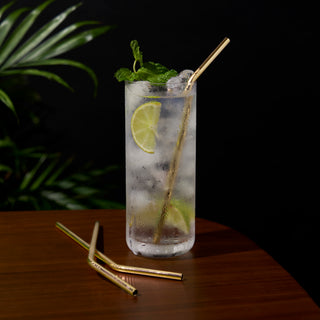 BEAUTIFUL DRINKING STRAW REUSABLE - This set of 4 reusable drinking straws are more than just a stunning bar accessory; they reduce waste from plastic or paper straws. Simply hand wash reusable straw set using a straw brush. Ideal size for highballs.
