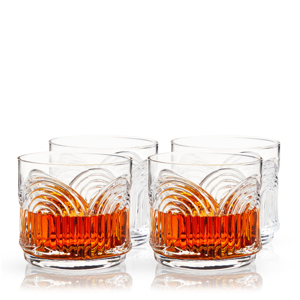 Unique Stemless Wine Glasses Set 4, Crystal Drinking Glasses,  Starry Sky Pattern Mixed Drinkware Sets, Decorative Glass Wine Tumblers for  Whiskey Cocktail Beer Bourbon Water (4 Colors): Wine Glasses