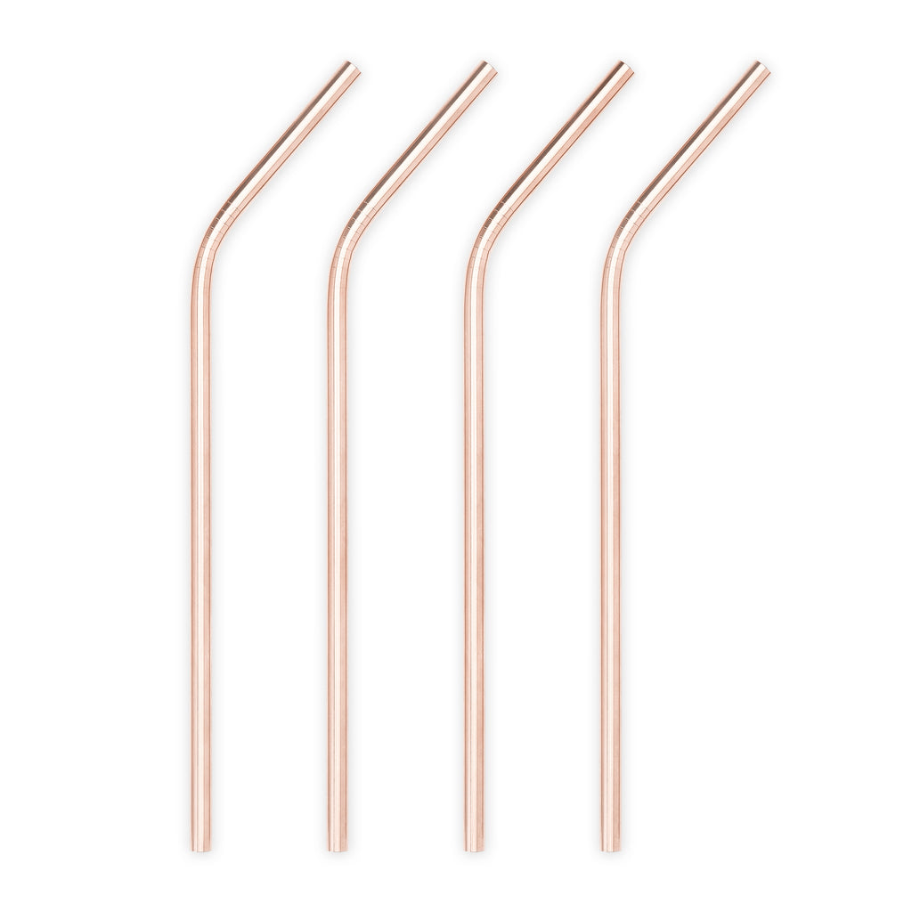 Viski Stainless Cocktail Straws - Reusable Copper Straws - Eco-Friendly  Bamboo Finish Metal Drinking Straws 9.5 Inch, Set of 4