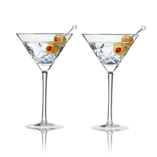 STYLISH CUT CRYSTAL MARTINI GLASSES – With their crystal clarity and geometric design, these glasses look great on a bar cart. While they’re perfect for a classic Martini, they give any craft cocktail extra pizazz. Don't forget the olive (or twist)!