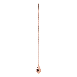 COCKTAIL MIXING SPOON FOR MIXOLOGISTS - The best drinks require the best ingredients, but they also require the best barware for the job. Discover our stainless steel barspoon with a polished copper finish—perfectly calibrated for craft cocktails.