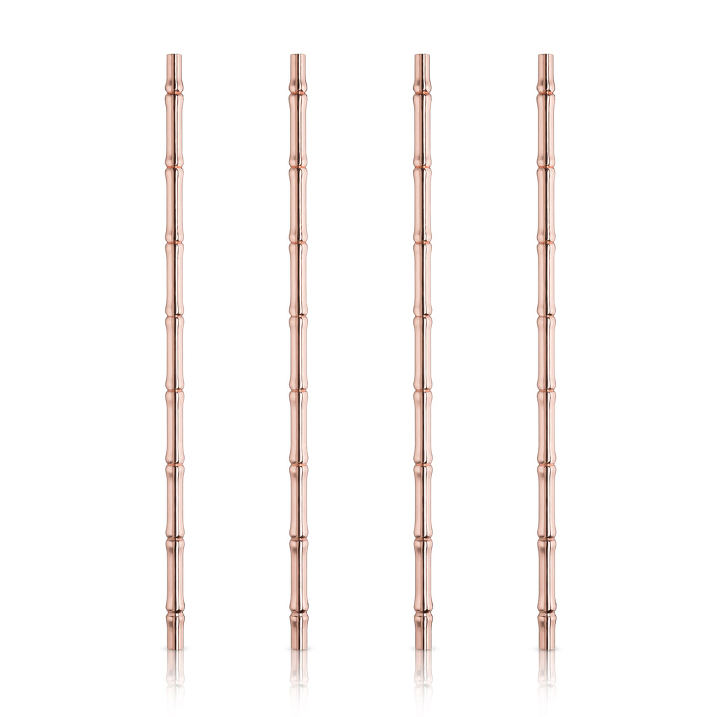 Viski Summit Polished Copper-Plated Cocktail Straws - Set of 4