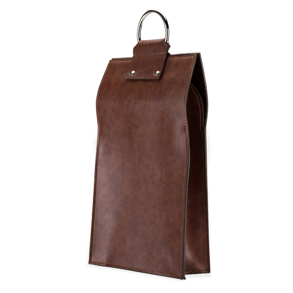 Viski Admiral Faux Leather Double Bottle Brown Wine Tote