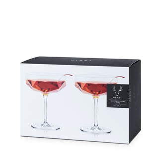 Seneca Faceted Coupe Glasses Set of 2