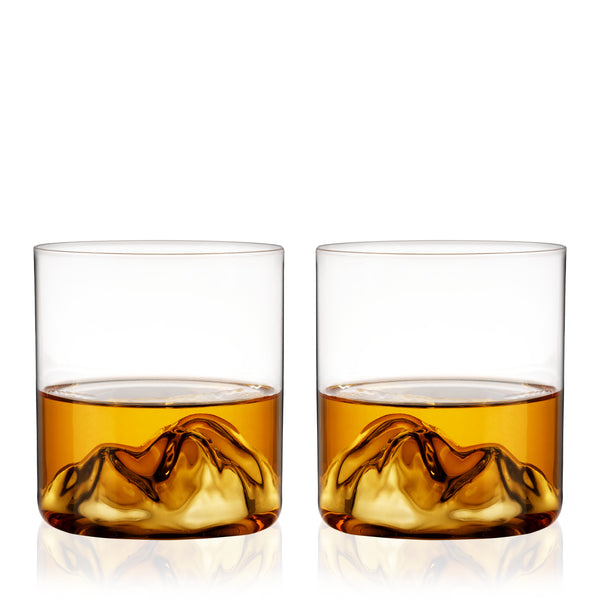 Viski Mountain Tumblers Set of 2 - Crystal Hand-Blown Cocktail