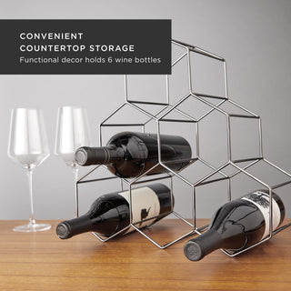 HOLDS SIX STANDARD SIZE WINE BOTTLES - Wine bottle holder measures 6 x 15 x 14. 2 inches and holds 6 bottles of wine, liquor, or cocktail mixers. Great housewarming or wedding gift for the stylish wine lover!