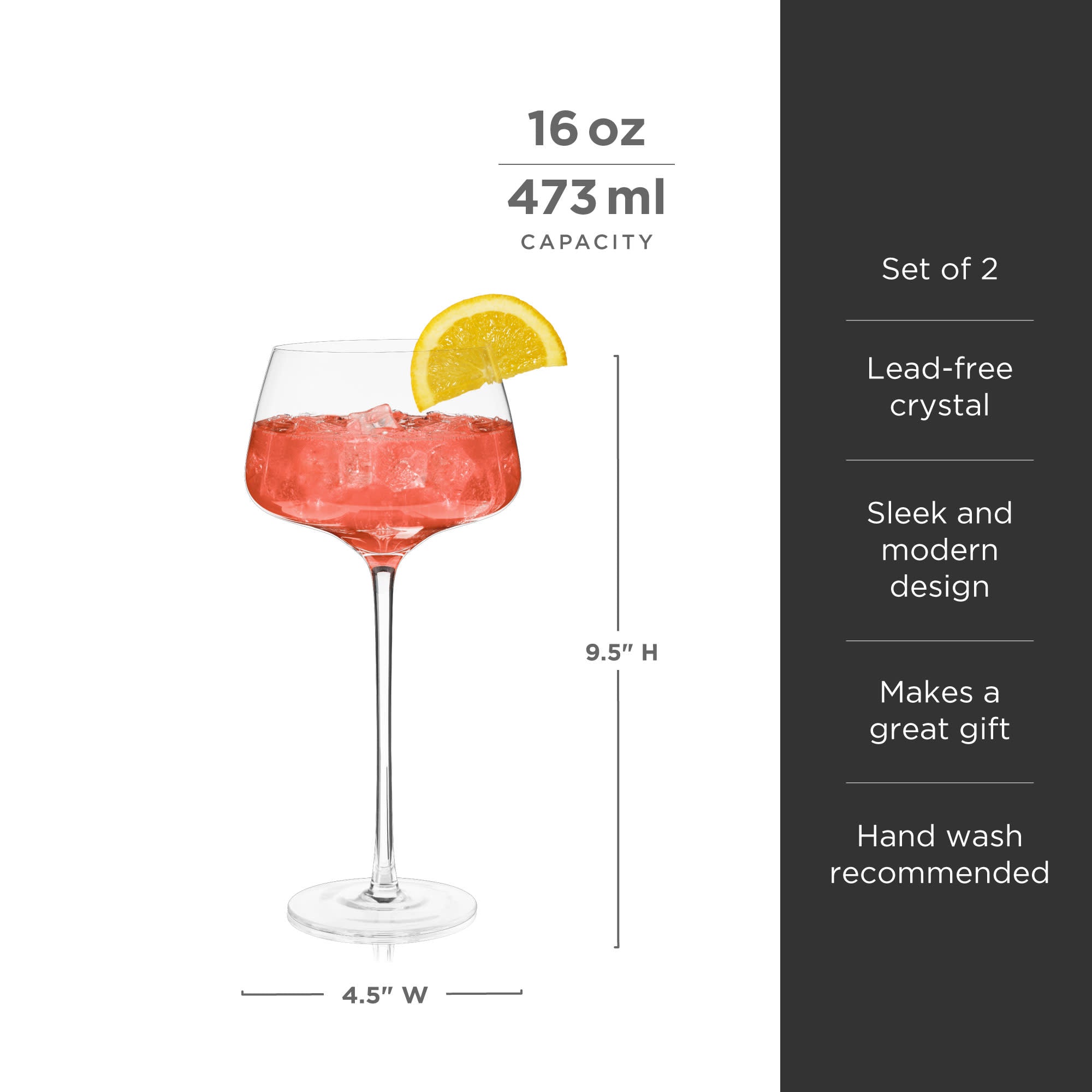 Viski Angled Crystal Amaro Spritz Glasses