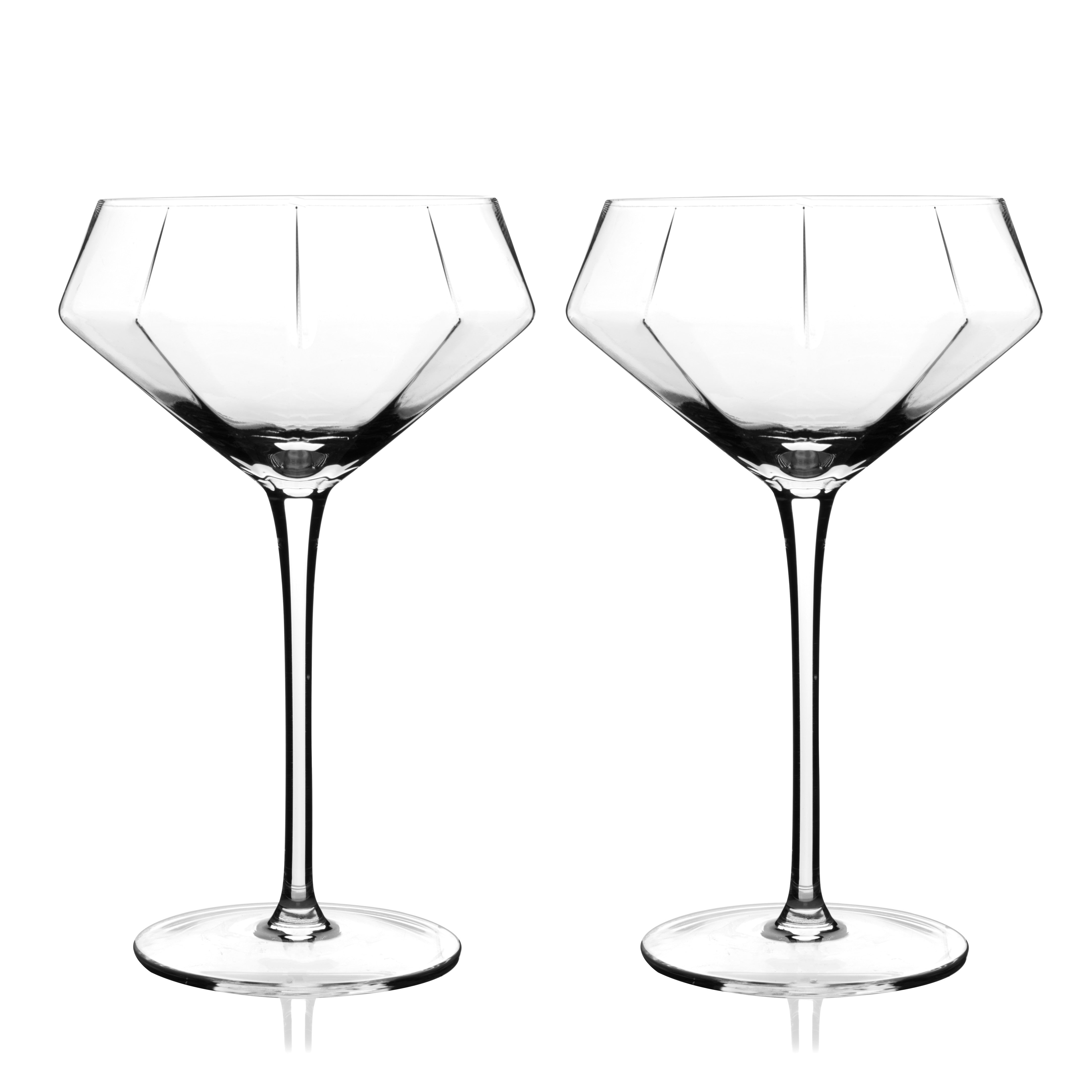 Wine Glasses Stemless Wine Glass Set of 6 - Crystal Diamond Shape
