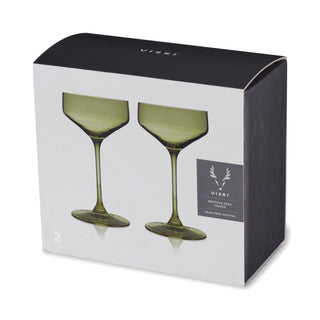 Reserve Nouveau Crystal Coupe Glasses in Sage Set of 2