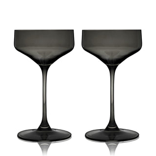 Reserve Nouveau Crystal Coupe Glasses in Smoke Set of 2