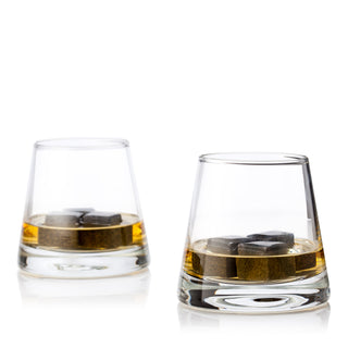 WHISKEY LOVERS GIFT SET - With 2 tumblers and 6 soapstone Glacier Rocks, this glassware gift set is perfect for anyone who loves their drinks cold and hates them diluted. Freeze the soapstone cubes and they’ll keep your whiskey chilled and strong.