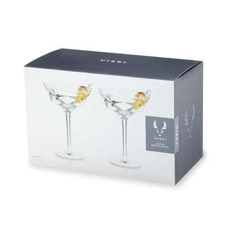 Seneca Faceted Crystal Martini Glasses Set of 2