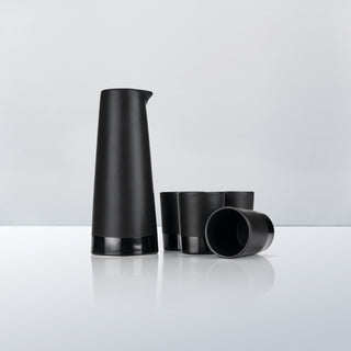 5-Piece Stoneware Sake Set in Black