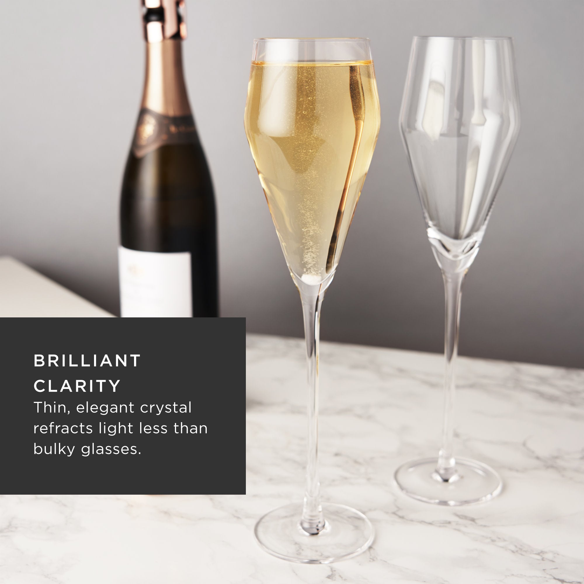 Viski Raye Angled Crystal Champagne Flutes Set of 2 - Premium