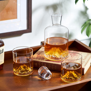 HAND-BLOWN LEAD-FREE CRYSTAL – The mountain impression in pure crystal gives visual interest to your glass of liquor, highlighting the color of your whiskey or cocktail. These tumblers and decanter are carefully hand-blown and may exhibit variations.
