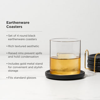 DRINK COASTERS FOR MODERN HOMES - This set of 4 drink coasters is a home decor essential. Each round coaster measures 5in across and has a slight lip, ideal for preventing spills and keeping cocktail glasses secure on the table.