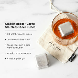 STAINLESS STEEL WHISKEY STONES ARE THE PERFECT GIFT - Great as gifts for bartenders, Christmas gifts, stocking stuffers, groomsmen gifts, gifts for whiskey fans, or anyone who likes their drinks strong and cold. Perfect small gift.