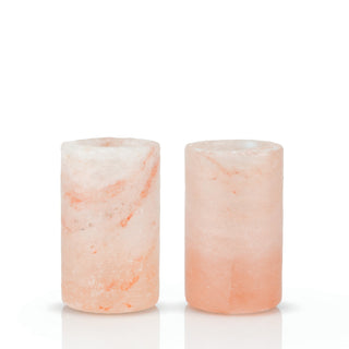 PINK HIMALAYAN SALT SHOT GLASSES - A twist on the classic shot glass, this set of pink salt shot glasses enhance your favorite tequila or mezcal. Accent your liquor with a slight touch of salt and taste the difference in the flavor. 