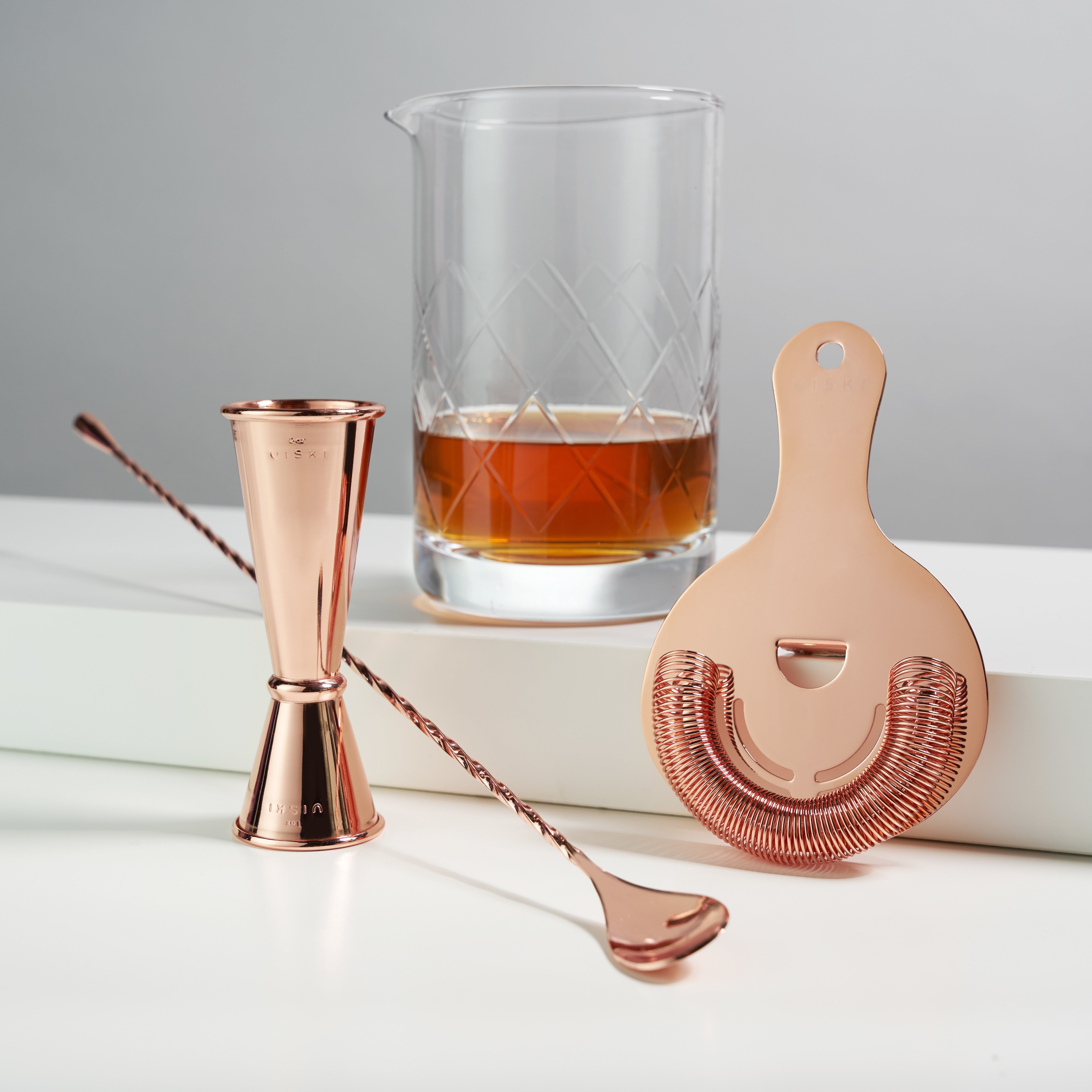 Pure Copper Double Jigger 1 & 2 Oz, Bar Cocktail Measuring Liquor Jigger 4  Piece