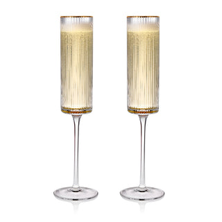 Meridian Crystal Gold Rimmed Champagne Flutes, Set of 2