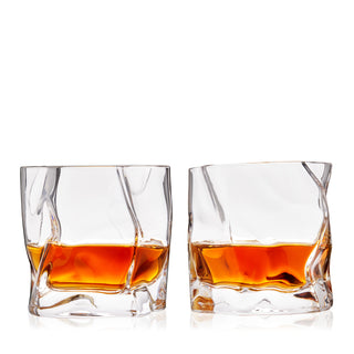 JAPANESE INSPIRED CRUMPLED GLASSES – These crystal whiskey glasses are crafted to look as though they’re being crumpled or crushed. This creates dramatic, eye-catching nice scotch glasses that are almost as fun to look at as they are to sip out of.