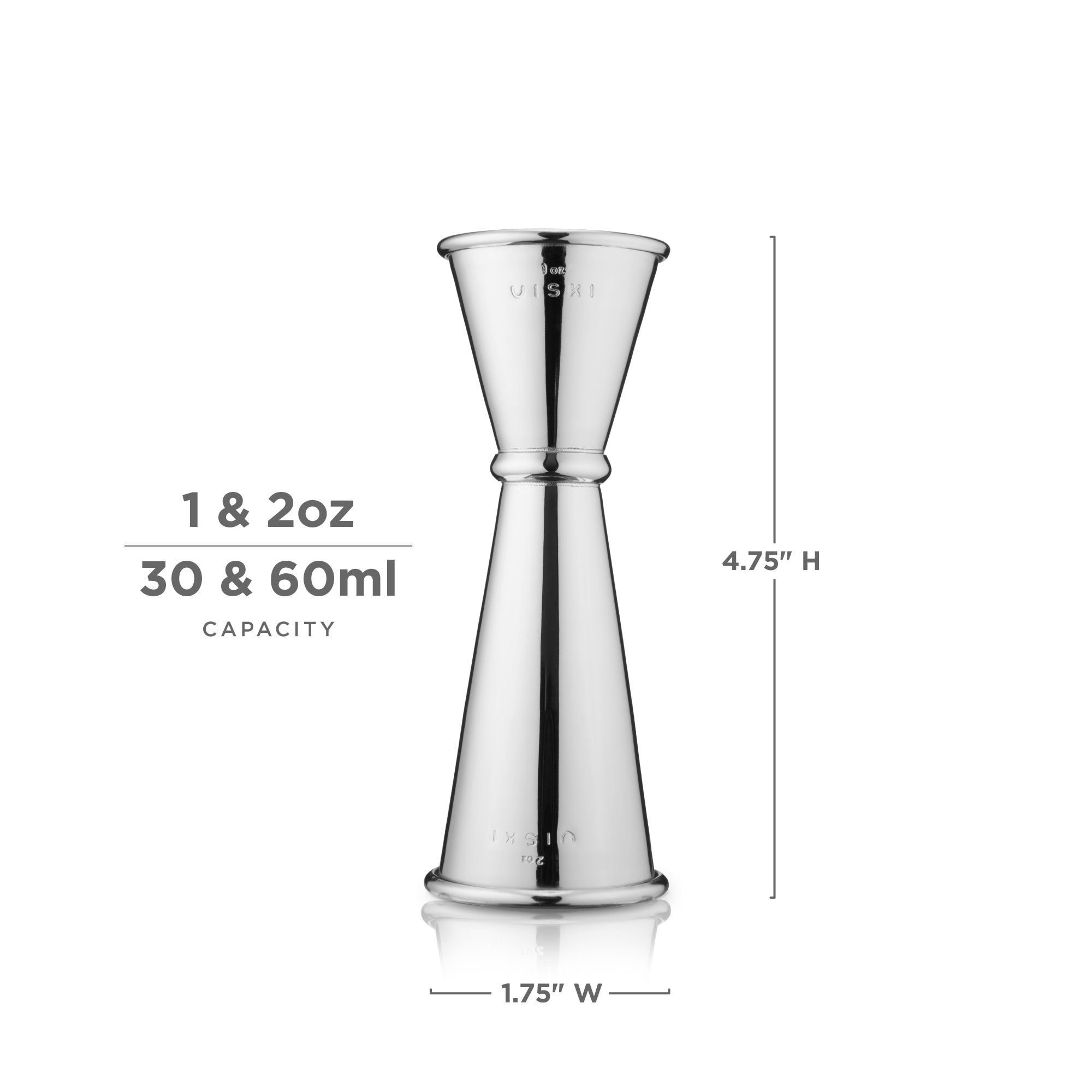 Japanese Style Stainless Steel Jigger 1oz/2oz - Silver