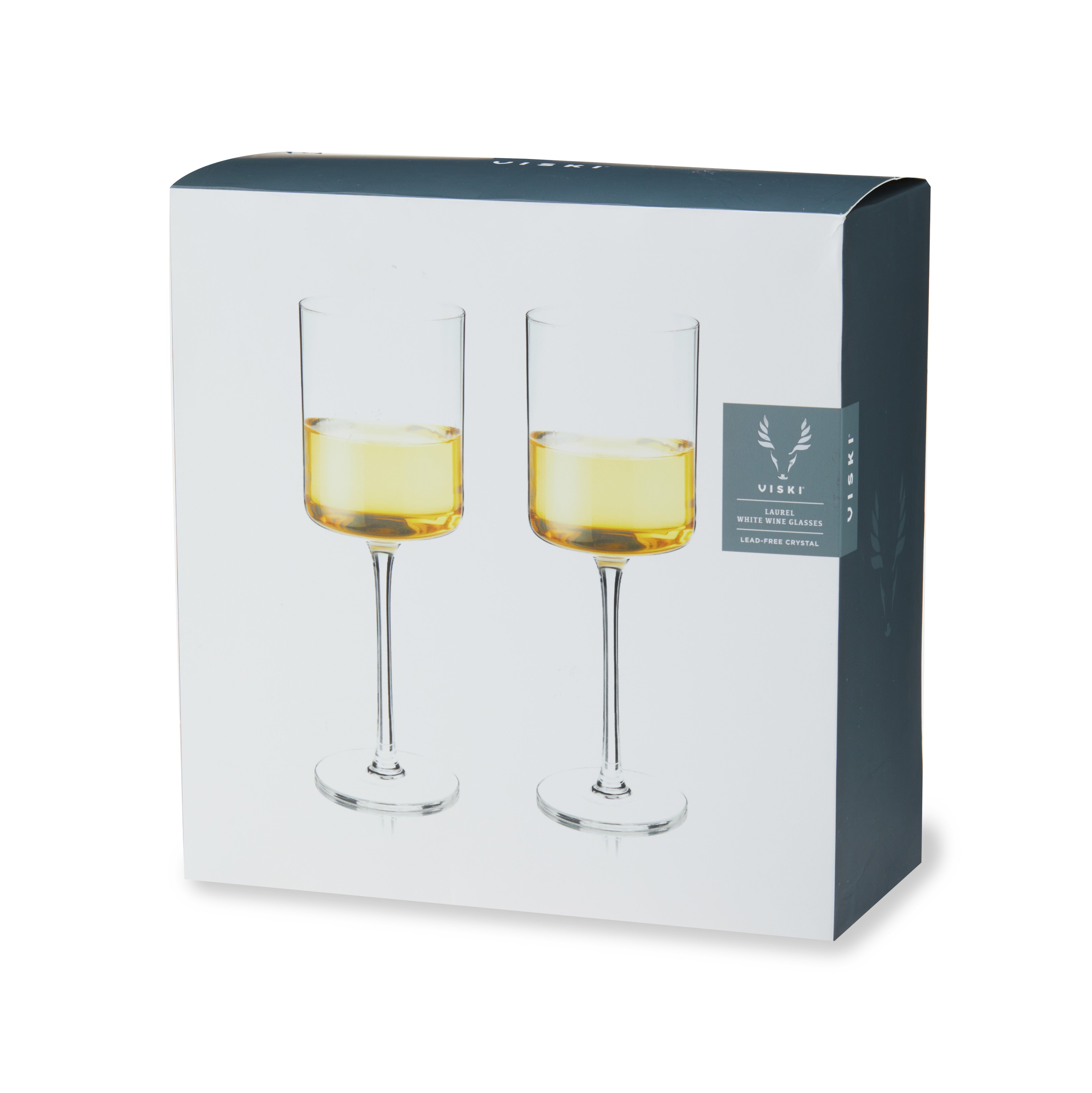 Viski Laurel White Wine Glasses, Crystal Stemmed Tumblers Glassware for Wine  or Cocktails, Top Rack Dishwasher Safe, 13 Oz, Set of 2