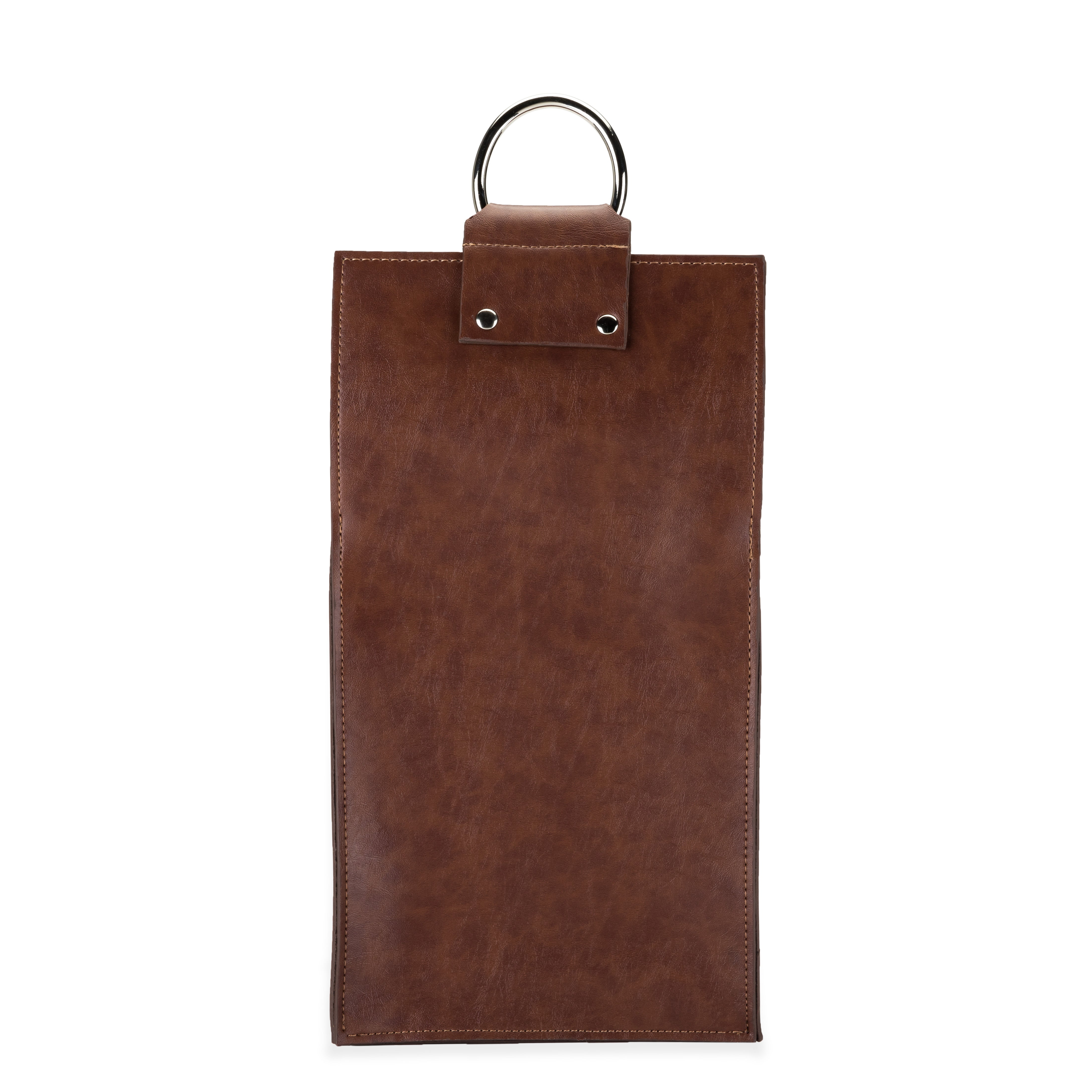Viski Leather Wine Bag, Wine Gift Bag Faux Leather, Snap Closure