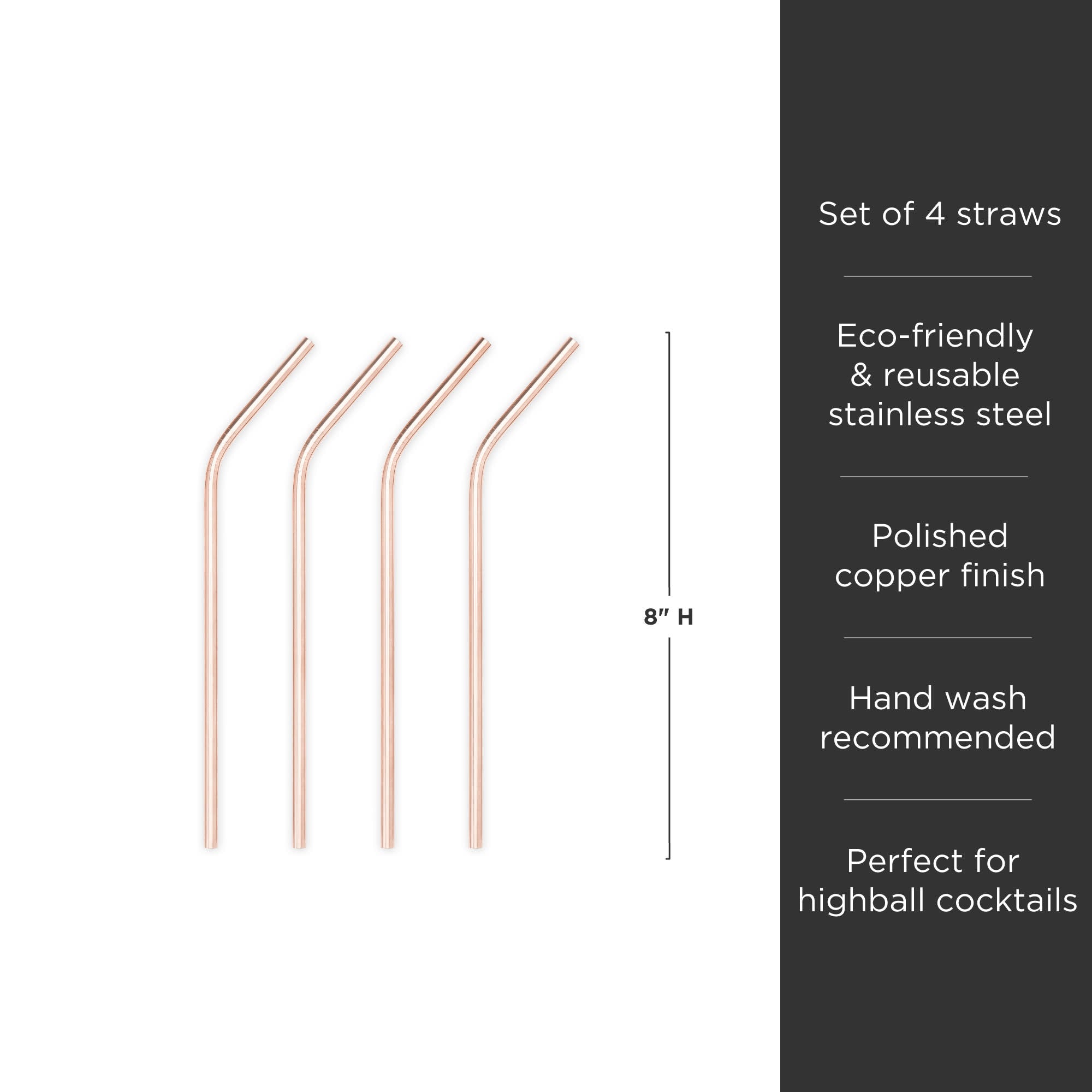 10.5 Copper Metal Straws - Whisk