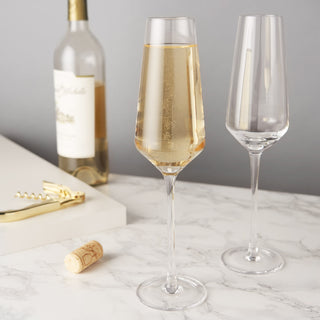 MODERN DESIGN IN CLASSIC LEAD-FREE CRYSTAL – Sleek angles and tall stems give this beautiful lead-free crystal stemware a fresh, unique feel. Enjoy the full celebratory impact of your favorite bubbly in this stylish set of stunning wine glasses.