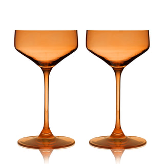 Reserve Nouveau Crystal Coupe Glasses in Amber Set of 2