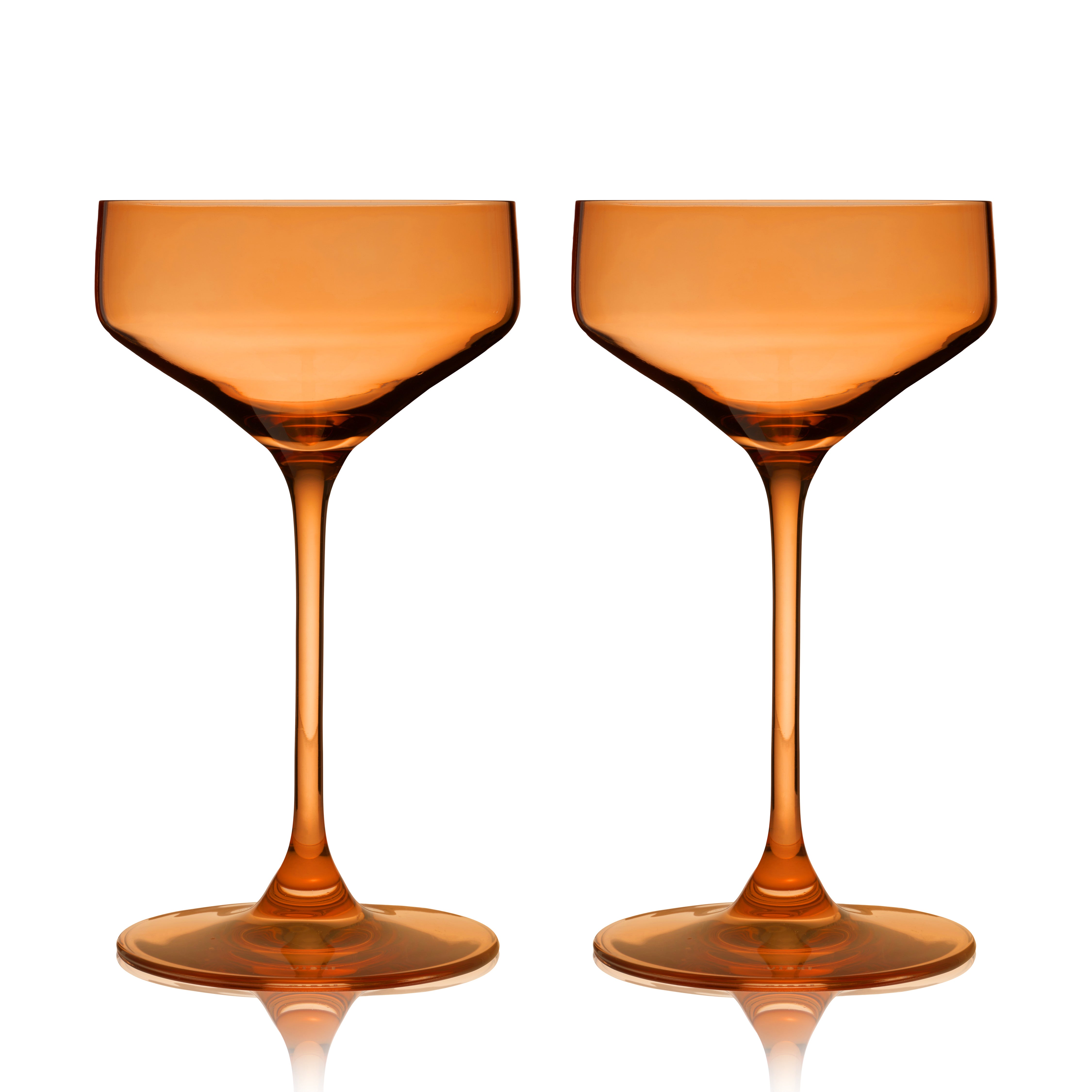 Viski Reserve Nouveau Amber Coupe Cocktail Glasses - Crystal Colored Coupe Glasses Colorful Martini Glasses