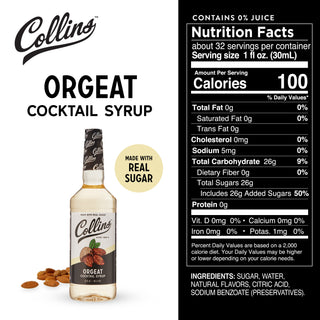 GREAT FOR MAI TAIS - Add the rich, sweet flavor of almonds to any cocktail. Collins Orgeat Almond Syrup brings nutty depth to your favorite drink recipes, whether spirit-forward classic cocktails or frosty tropical beverages.
