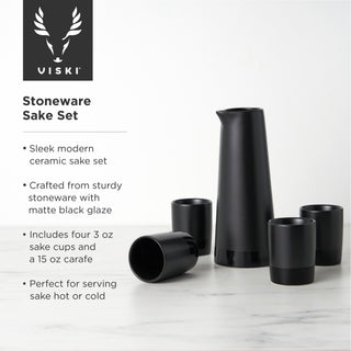 5-Piece Stoneware Sake Set in Black