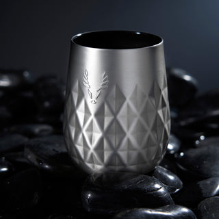 INSULATED WINE TUMBLER WITH UNIQUE FACETED SHAPE - Get the utility of insulated tumblers with the elegance of faceted crystal. These stainless steel outdoor wine glasses ensure that you can enjoy drinks on the patio worry-free.