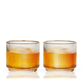 SPARKLING CRYSTAL OLD FASHIONED GLASSES - Crafted from lead-free crystal, this set of low ball tumblers enhances your sipping experience. Perfect clarity and stylish design make these modern cocktail glasses a versatile addition to any home bar.