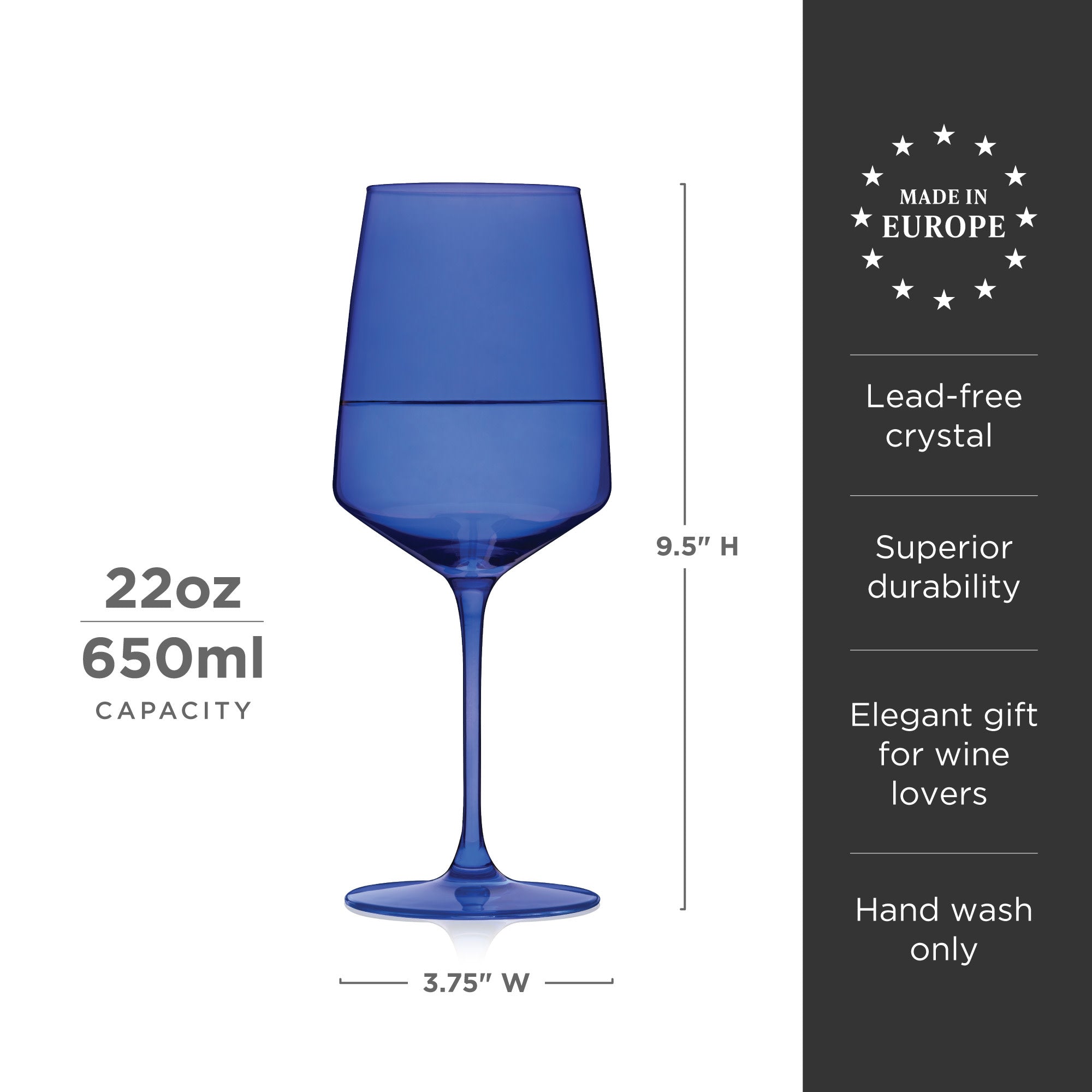 Viski European Crystal 15 oz Chardonnay Glasses (Set of 4)