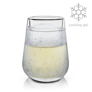 REAL DOUBLE-WALLED GLASS - No plastic or silicone parts here. Just clear, real glass and transparent cooling gel. This creates a classy wine glass look that goes beyond the usual freezable tumbler or chiling mug. 