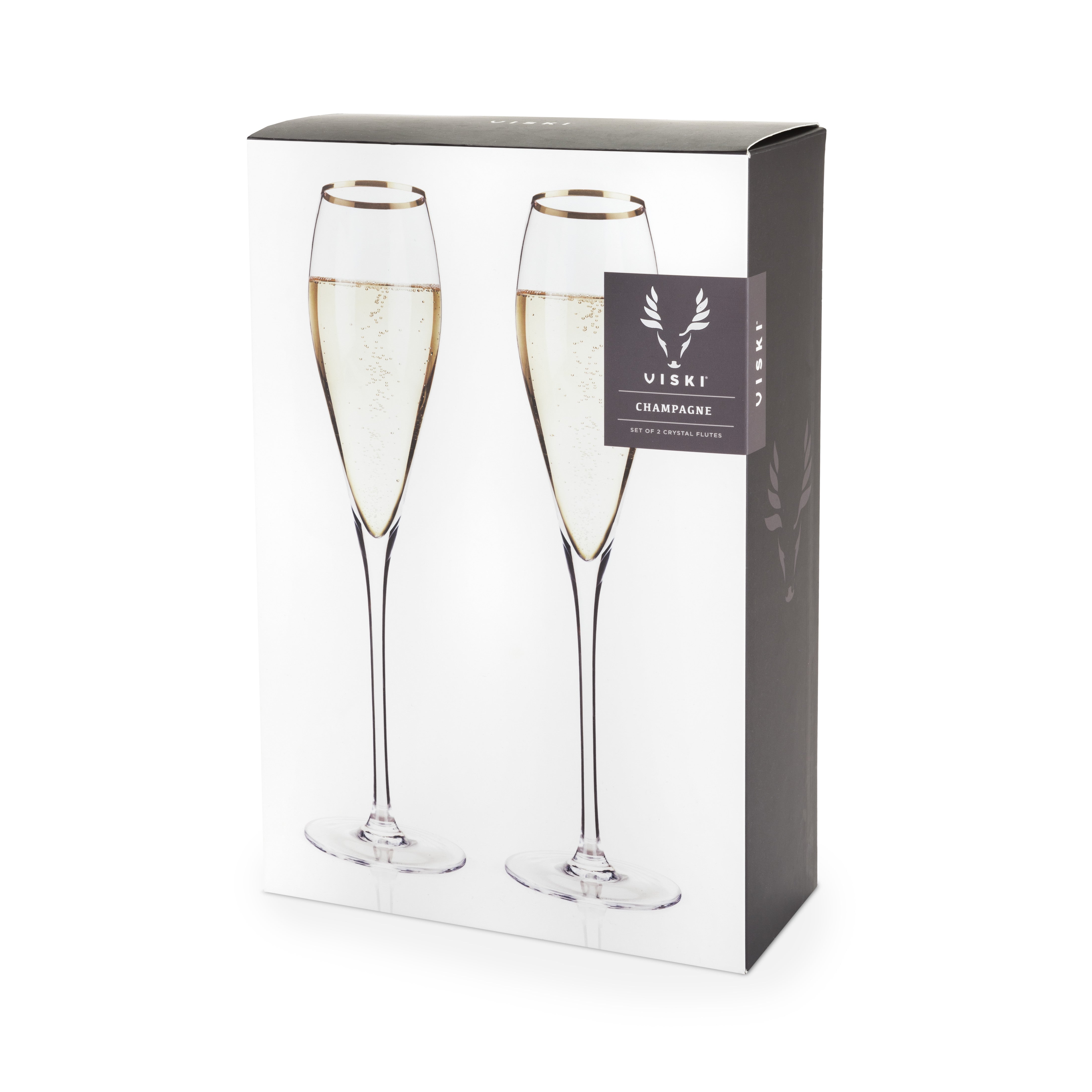Contemporary Gold Rimmed Champagne Flutes