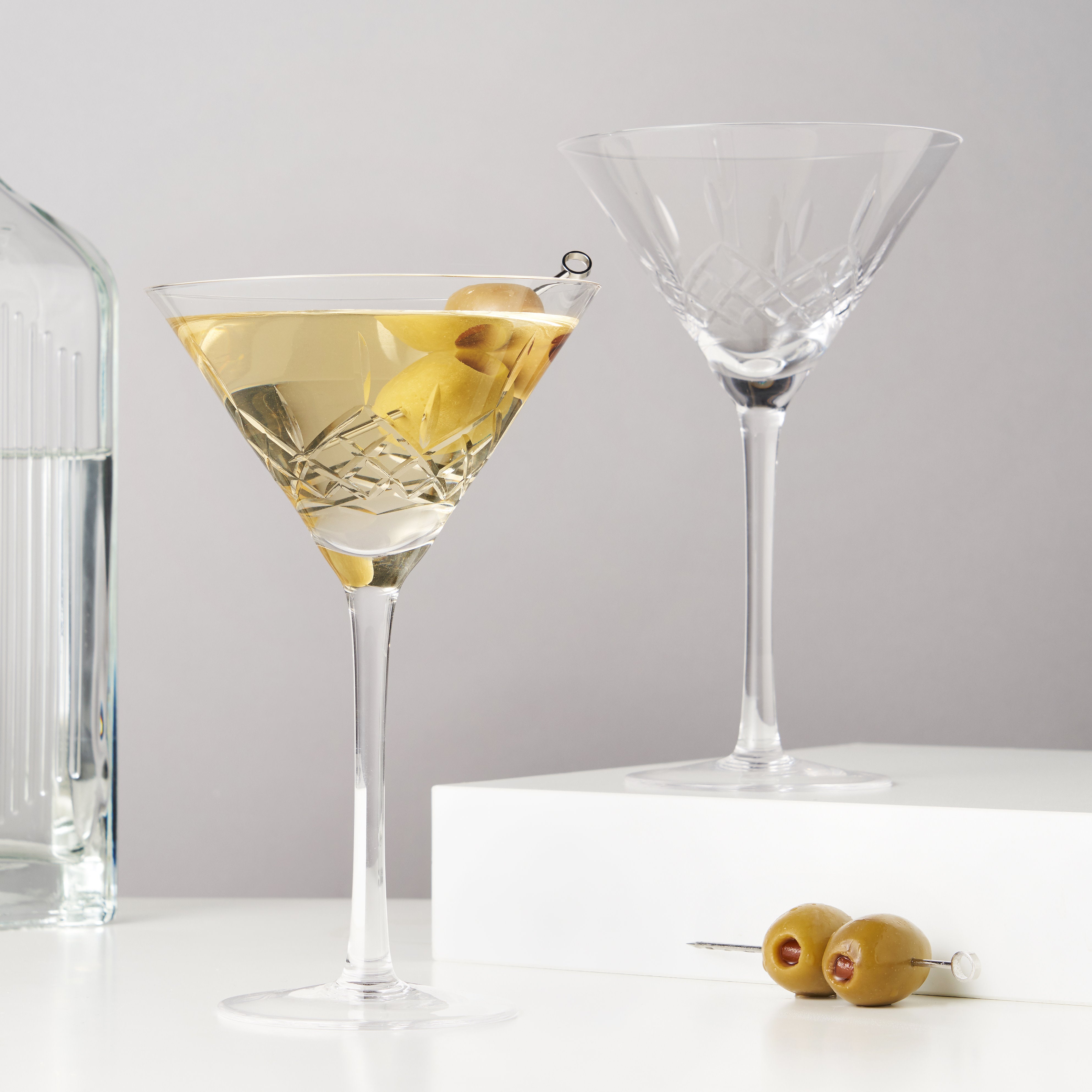 Vintage Pair of Grey Goose Vodka Long Stem Martini Glasses 