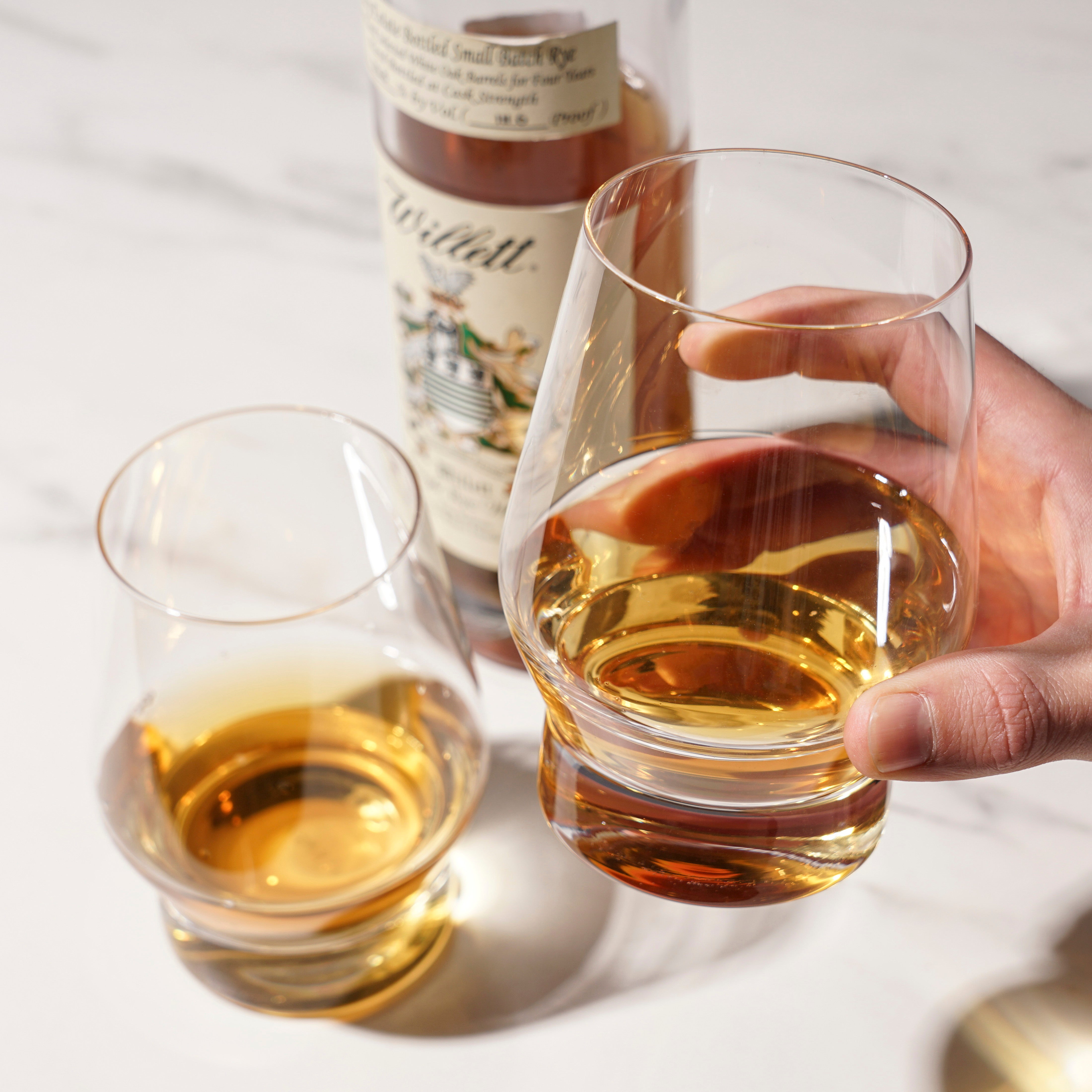 Viski Whiskey Glasses with Heavy Footed Base - Crystal Tumblers for Scotch, Bourbon, Cocktails