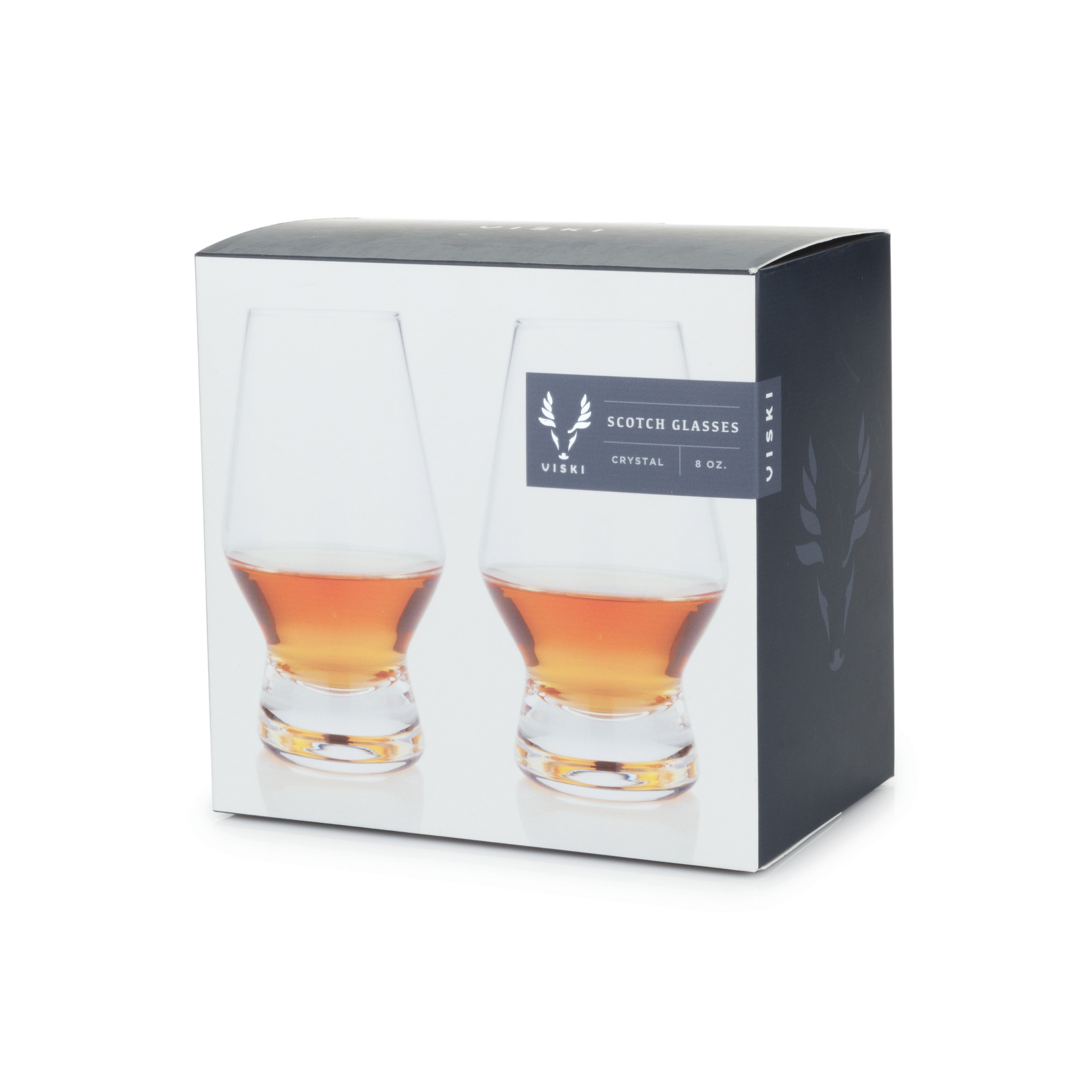 Viski Footed Crystal Scotch Glasses Set of 2 - Premium Liquor Drinking  Glass, Classic Whiskey Bourbon Glasses and Scotch Glass Gift Set, 8 oz