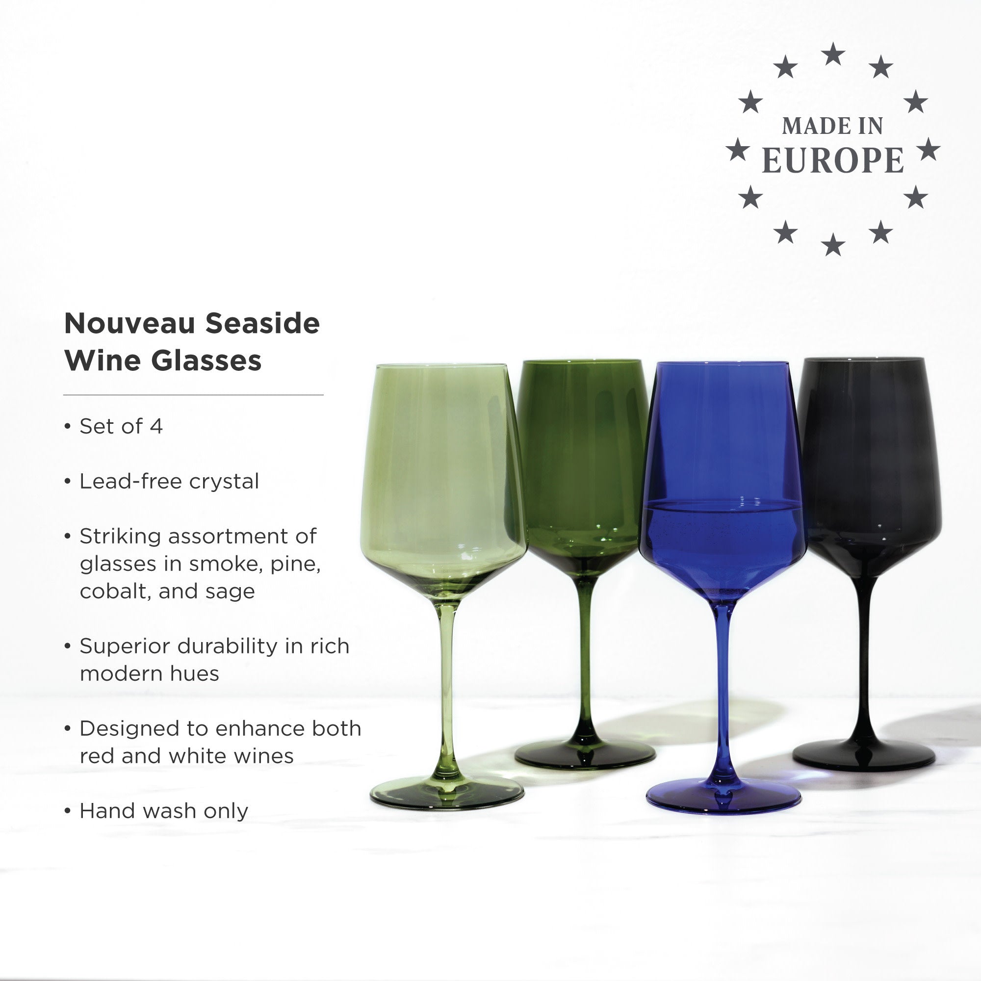 Reserve Nouveau Crystal Wine Glasses in Seaside Set of 4